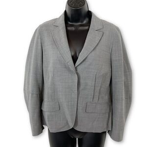 BCBGMaxAzria Gray Blazer Jacket Womens Sz 4 Wool Blend Lightweight Snap Front